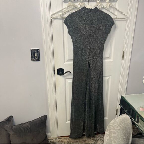 Vintage Em Francais Silver Shimmer Long Dress - Picture 9 of 10